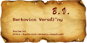 Berkovics Versény névjegykártya